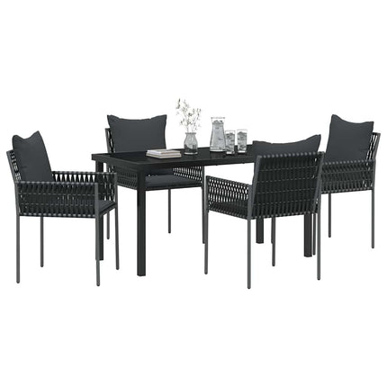 Trädgårdsmöbelset 5 pcs Svart och Grå PE Rattan