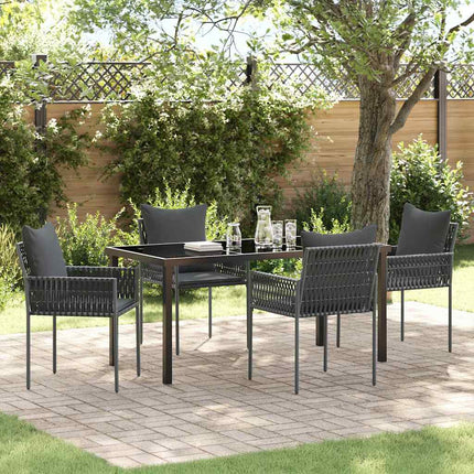 Trädgårdsmöbelset 5 pcs Svart och Grå PE Rattan