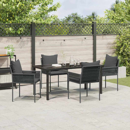 Trädgårdsmöbelset 5 pcs Svart och Grå PE Rattan