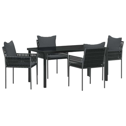 Trädgårdsmöbelset 5 pcs Svart och Grå PE Rattan