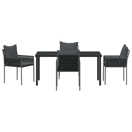 Trädgårdsmöbelset 5 pcs Svart och Grå PE Rattan