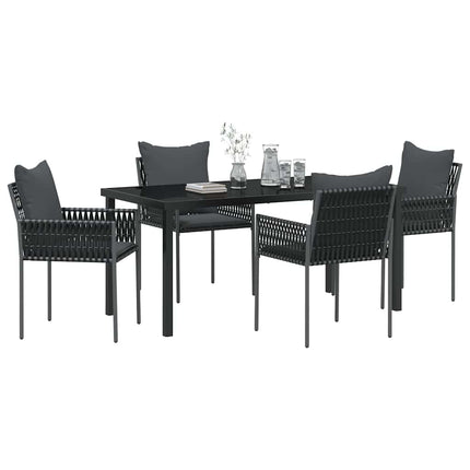 Trädgårdsmöbelset 5 pcs Svart och Grå PE Rattan