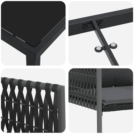 Trädgårdsmöbelset 7 pcs Svart och Grå PE Rattan
