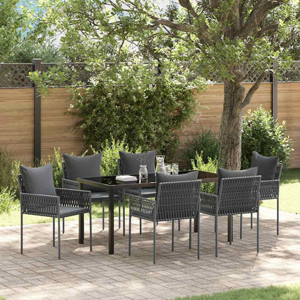 Trädgårdsmöbelset 7 pcs Svart och Grå PE Rattan
