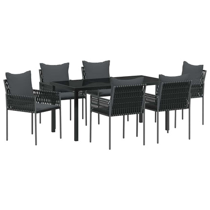 Trädgårdsmöbelset 7 pcs Svart och Grå PE Rattan