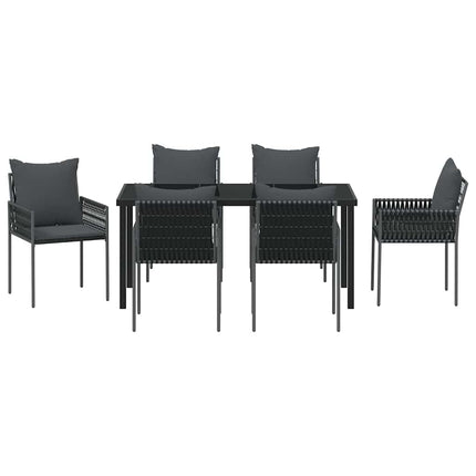 Trädgårdsmöbelset 7 pcs Svart och Grå PE Rattan