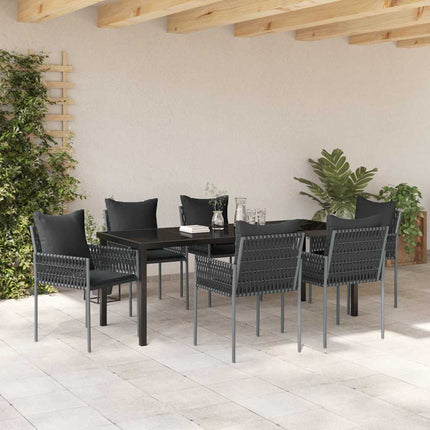 Trädgårdsmöbelset 7 pcs Svart och Grå PE Rattan