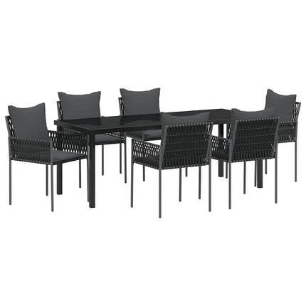 Trädgårdsmöbelset 7 pcs Svart och Grå PE Rattan