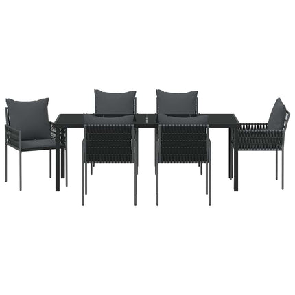 Trädgårdsmöbelset 7 pcs Svart och Grå PE Rattan