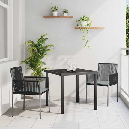 Trädgårdsmöbelset 3 pcs Svart PE Rattan
