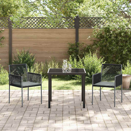 Trädgårdsmöbelset 3 pcs Svart PE Rattan
