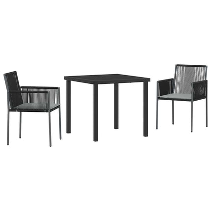 Trädgårdsmöbelset 3 pcs Svart PE Rattan