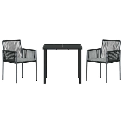 Trädgårdsmöbelset 3 pcs Svart PE Rattan
