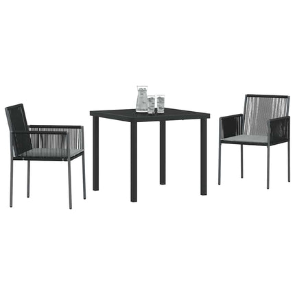 Trädgårdsmöbelset 3 pcs Svart PE Rattan