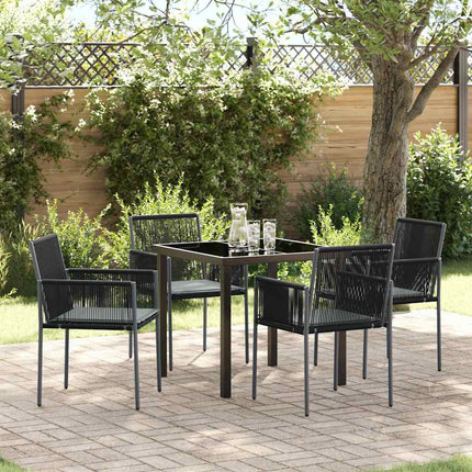 Trädgårdsmöbelset 5 pcs Svart PE Rattan