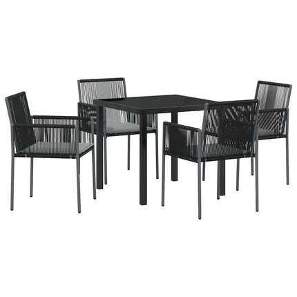 Trädgårdsmöbelset 5 pcs Svart PE Rattan