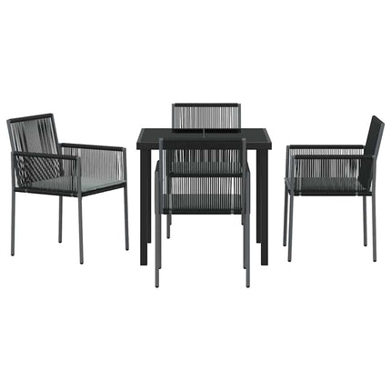 Trädgårdsmöbelset 5 pcs Svart PE Rattan