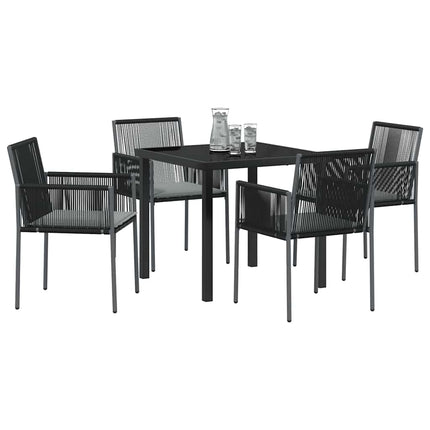 Trädgårdsmöbelset 5 pcs Svart PE Rattan