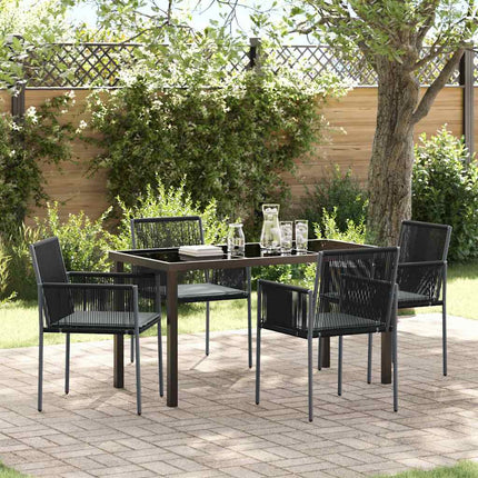 Trädgårdsmöbelset 5 pcs Svart PE Rattan