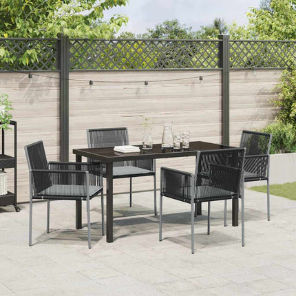 Trädgårdsmöbelset 5 pcs Svart PE Rattan