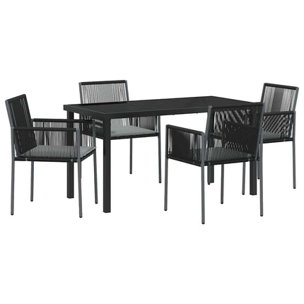 Trädgårdsmöbelset 5 pcs Svart PE Rattan