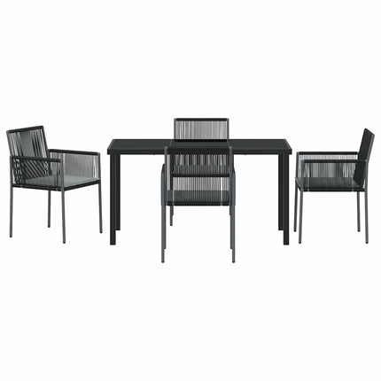 Trädgårdsmöbelset 5 pcs Svart PE Rattan