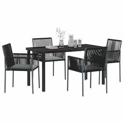 Trädgårdsmöbelset 5 pcs Svart PE Rattan