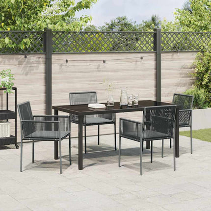 Trädgårdsmöbelset 5 pcs Svart PE Rattan