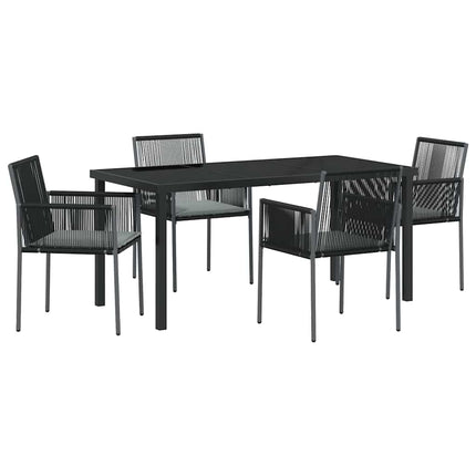 Trädgårdsmöbelset 5 pcs Svart PE Rattan