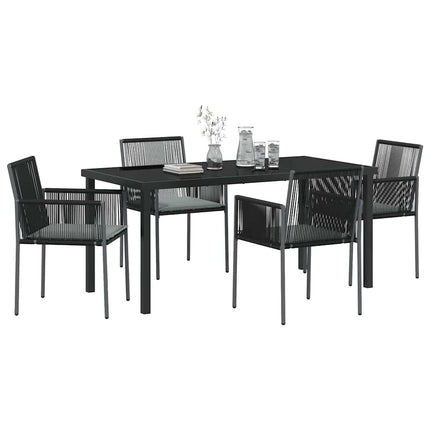 Trädgårdsmöbelset 5 pcs Svart PE Rattan