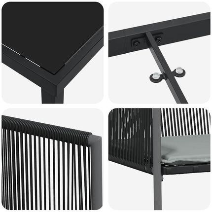Trädgårdsmöbelset 7 pcs Svart PE Rattan