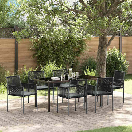 Trädgårdsmöbelset 7 pcs Svart PE Rattan