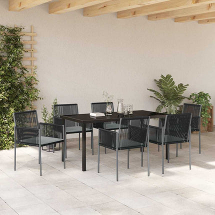 Trädgårdsmöbelset 7 pcs Svart PE Rattan