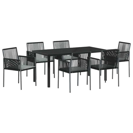 Trädgårdsmöbelset 7 pcs Svart PE Rattan