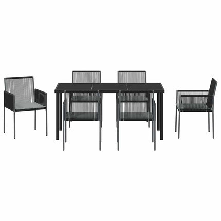 Trädgårdsmöbelset 7 pcs Svart PE Rattan