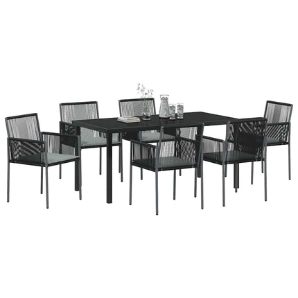 Trädgårdsmöbelset 7 pcs Svart PE Rattan