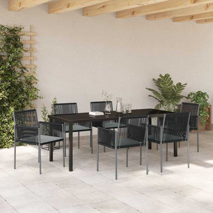 Trädgårdsmöbelset 7 pcs Svart PE Rattan