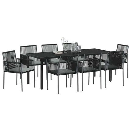 Trädgårdsmöbelset 9 pcs Svart PE Rattan