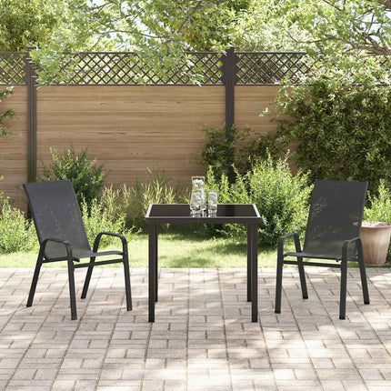 Trädgårdsmöbelset 3 pcs Svart Pulverlackerad stål