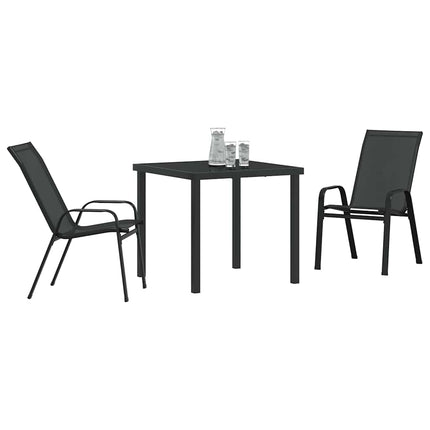 Trädgårdsmöbelset 3 pcs Svart Pulverlackerad stål