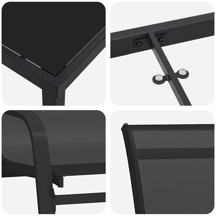 Trädgårdsmöbelset 5 pcs Svart Pulverlackerad stål