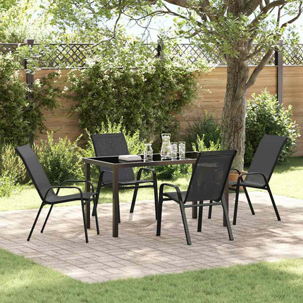 Trädgårdsmöbelset 5 pcs Svart Pulverlackerad stål