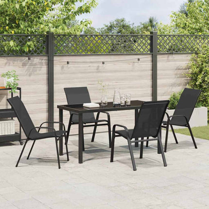 Trädgårdsmöbelset 5 pcs Svart Pulverlackerad stål