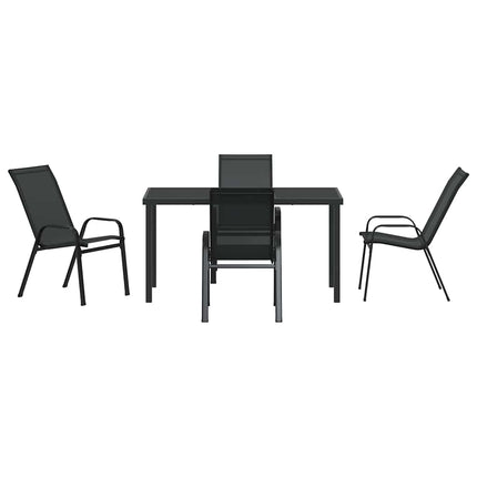 Trädgårdsmöbelset 5 pcs Svart Pulverlackerad stål