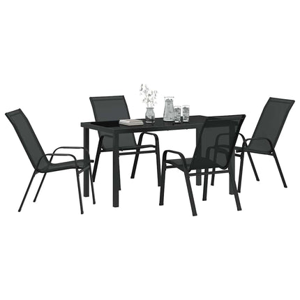 Trädgårdsmöbelset 5 pcs Svart Pulverlackerad stål