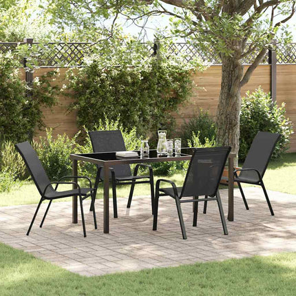 Trädgårdsmöbelset 5 pcs Svart Pulverlackerad stål