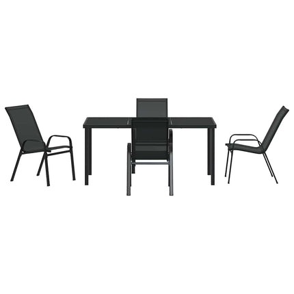 Trädgårdsmöbelset 5 pcs Svart Pulverlackerad stål