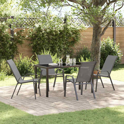 Trädgårdsmöbelset 5 pcs Grå och svart Pulverlackerad stål