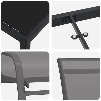 Trädgårdsmöbelset 5 pcs Grå och svart Pulverlackerad stål