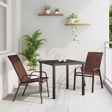 Trädgårdsmöbelset 3 pcs Brun och svart Pulverlackerad stål